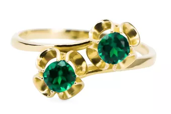 Vintage Schmuck Ring Smaragd 14 Karat Gelbgold vrc266y